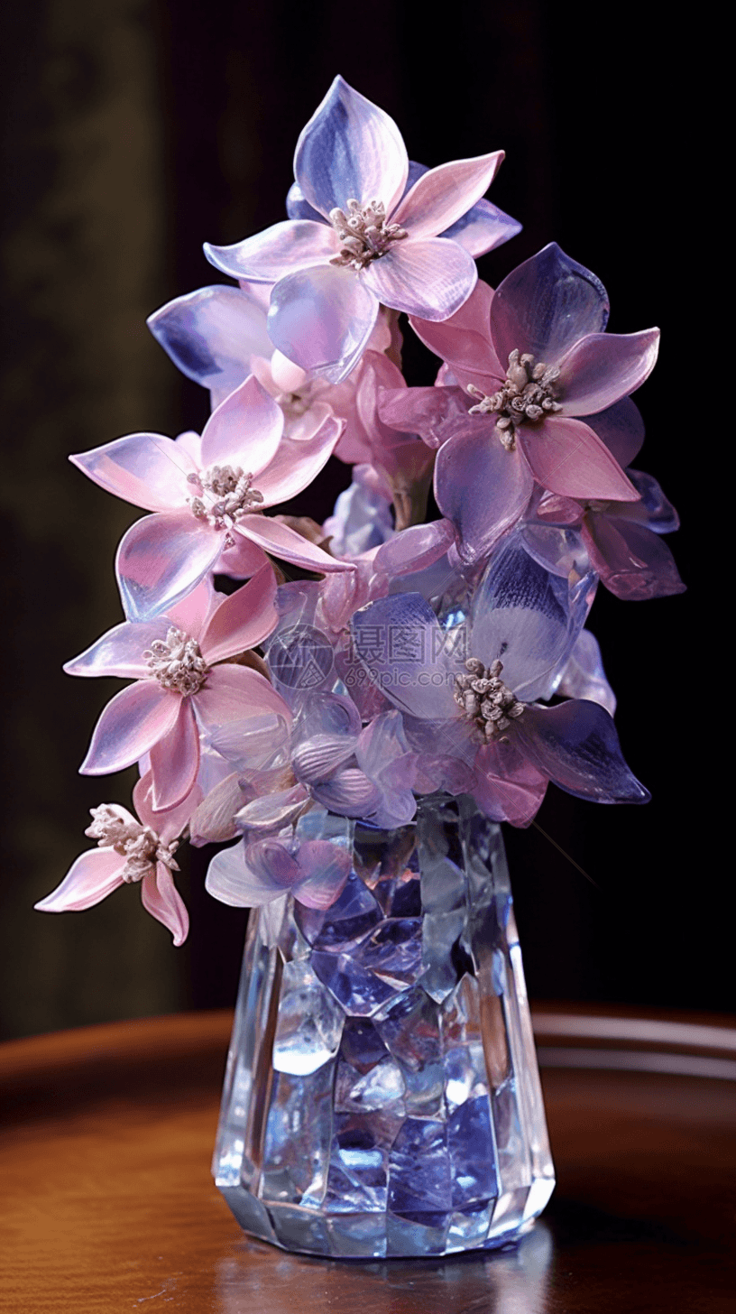 花瓶和水晶花图片