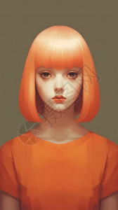橙色的短发女人图片