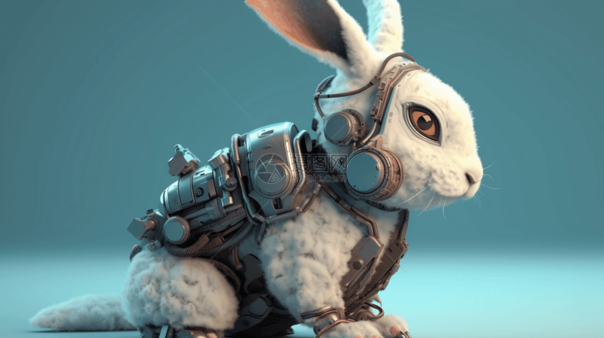 一只战斗机械兔图片
