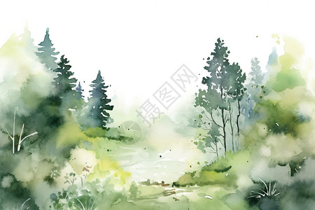 绘画的森林背景图片