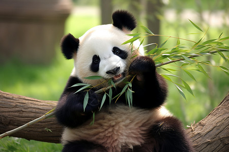 抱着竹子熊猫可爱的熊猫动物背景