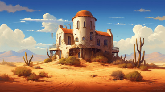 沙漠中的城堡插画