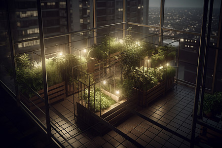 城市阳台花园背景图片