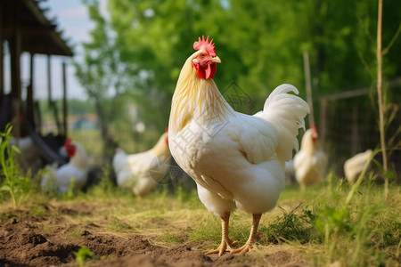 农场中健康的公鸡图片