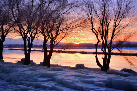 冬天美丽的湖泊图片