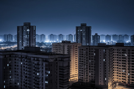 夜晚的城市大楼图片