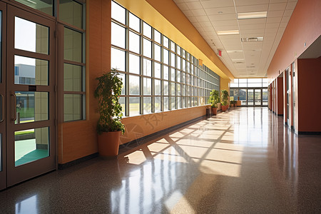学校开放的走廊图片