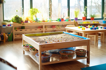幼儿园教室内的玩具背景图片