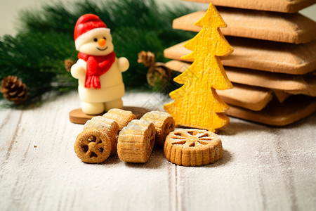 精美小糕点精美的圣诞节饼干装饰背景
