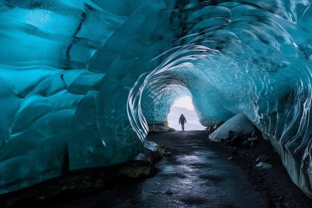 北极冰川冰洞的景观图片