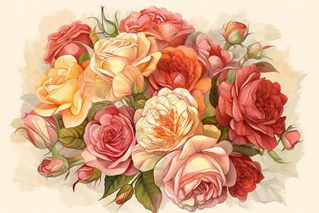 一束玫瑰的浪漫插图图片