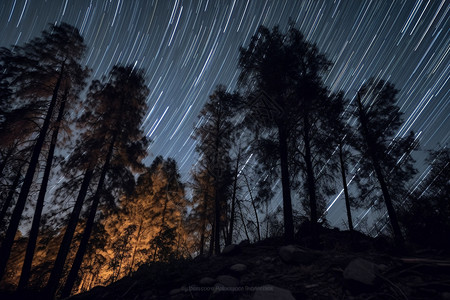 山区夜景山区森林的夜晚星空设计图片