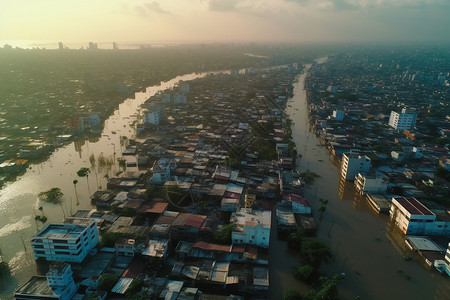 洪水造成的城市破坏图片