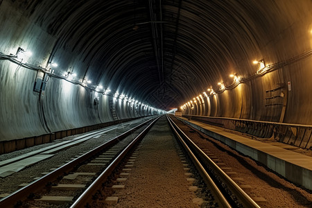 地铁隧道里长长的铁路图片
