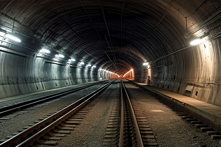 地铁隧道里的铁路背景图片