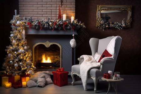 房间的圣诞装饰品背景图片