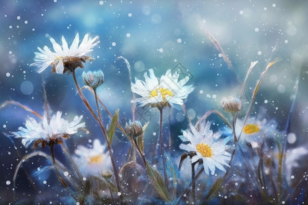 冬季的野花油画背景图片