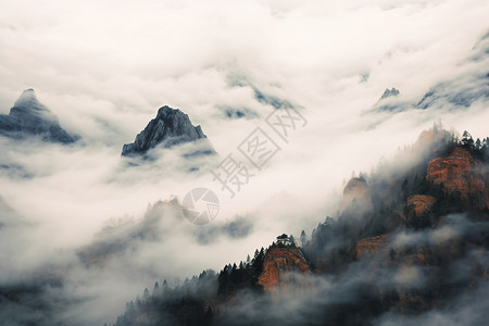 高耸入云的山脉高清图片