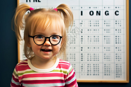 正在进行视力检测的戴眼镜女孩图片