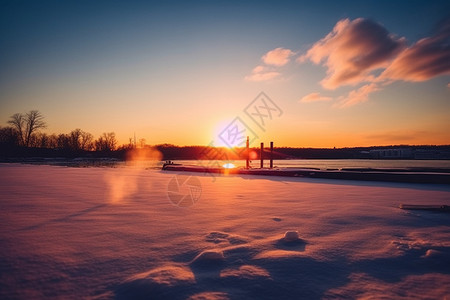 冬季日落的景色图片