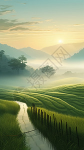 广阔的稻田景观图片