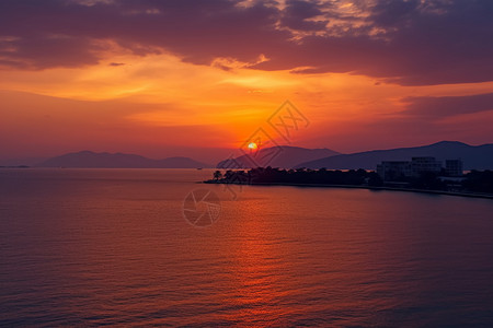 火红海洋火红的海面背景