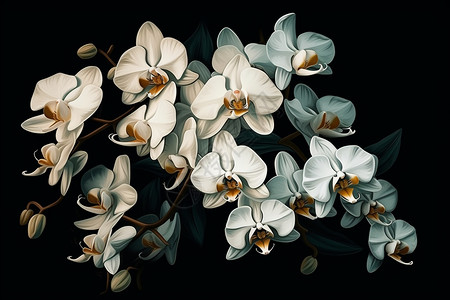 一束精致的白色兰花的特写图片