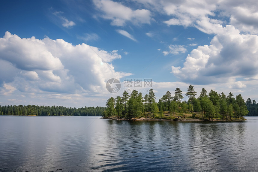 孤独的湖心岛图片