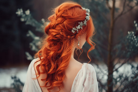 橘色头发的女人图片