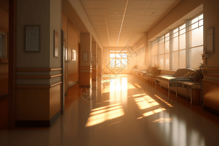 黄昏下的医院走廊图片