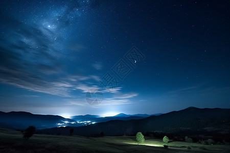 夜月景观天空星星背景