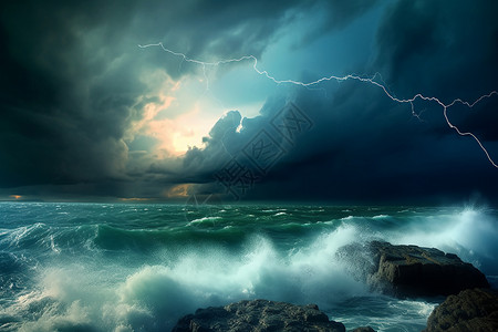 海洋与雷霆海啸雷霆高清图片