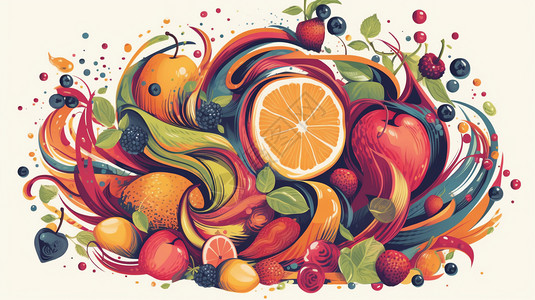 水果榨汁的程式化插图背景图片