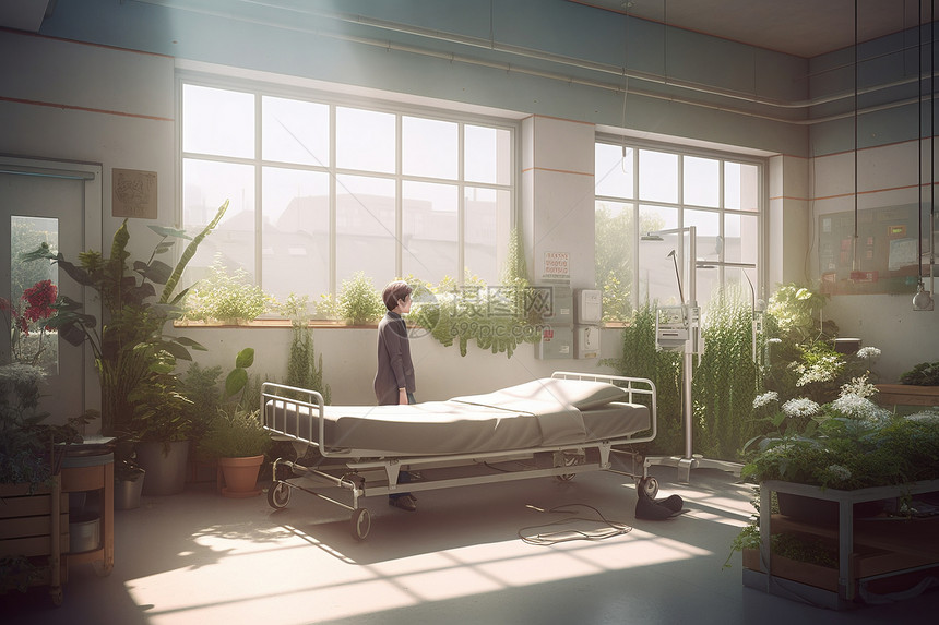 病人躺在医院图片