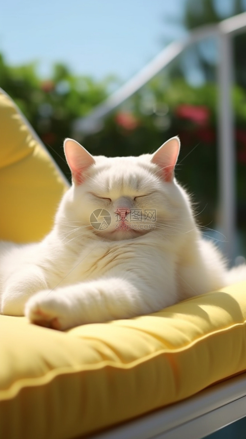阳光下休息的猫咪图片