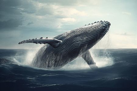 座头鲸突破海洋图片