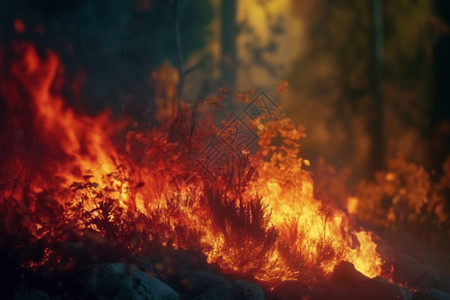 森林燃烧的烈火背景图片