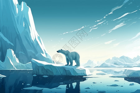 北极熊站在冰山上图片