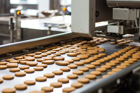 饼干制作食品生产流水线背景