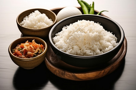 以大米为主食的一餐高清图片