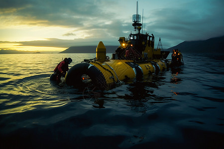 海洋中的航行器设备高清图片