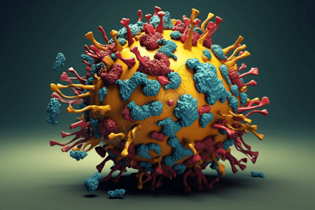 彩色病毒细胞的示意图背景图片