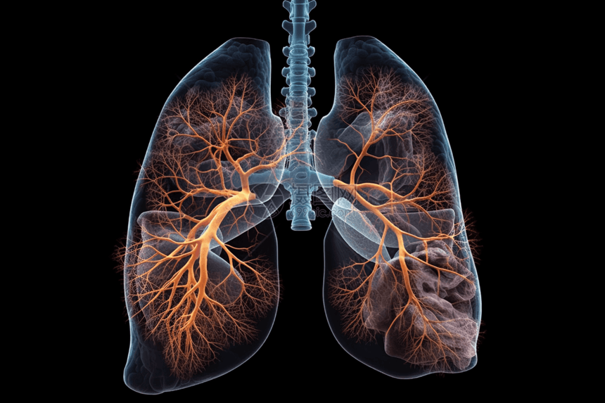呼吸系统和肺部的透视图图片