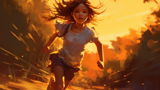 在奔跑的女孩背景图片