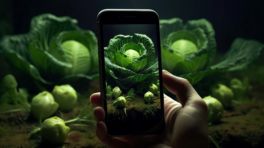 手机双摄手机里照摄的白菜背景