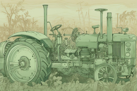 工业农业绘画的农业设备插画