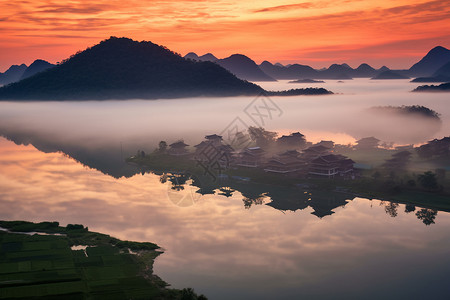 山中的风景背景图片