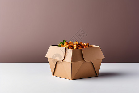 薯条包装极简主义包装的外卖背景