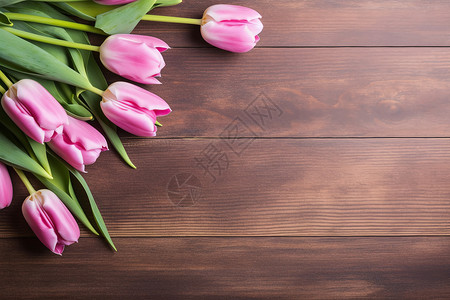木板上的郁金香背景图片