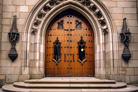 教堂的入户门背景图片